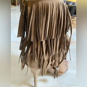 Fringe suede heels size 10